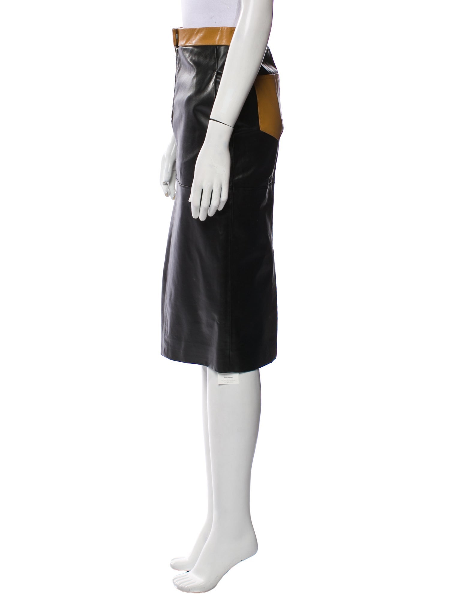 Victoria Beckham Leather Knee-Length Skirt